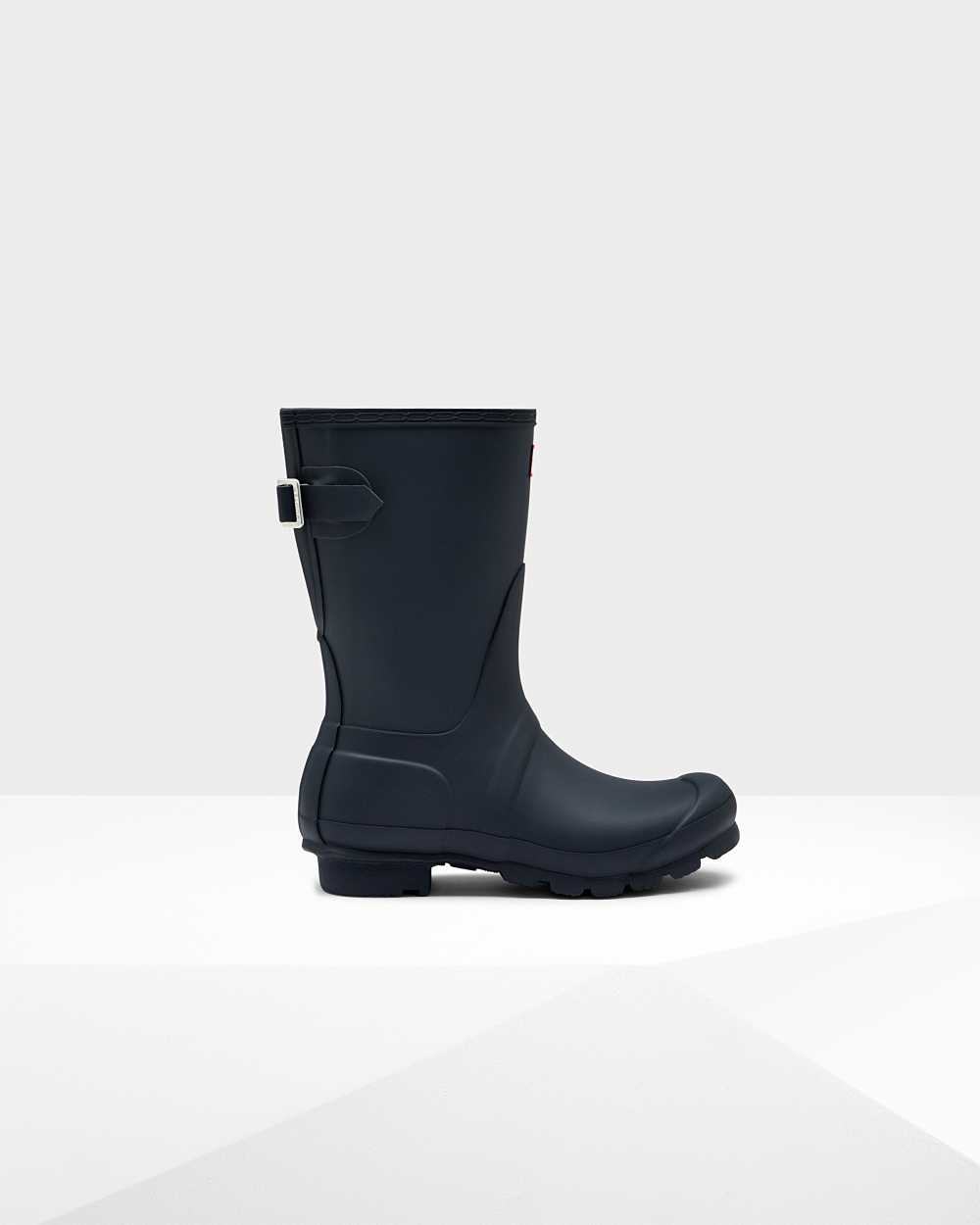 Hunter Original Short Back Adjustable Women's Rain Boots NZ-49976U Navy